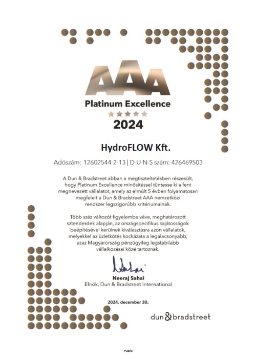 Kapcsolat 1 Bisnode Platina cégminősítő tanúsítvány